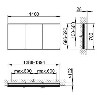 Зеркальный шкаф Keuco Royal Modular 800300140000000 140 см